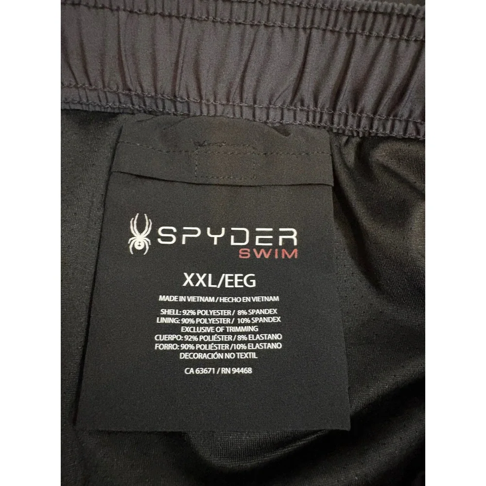 Spyder Swim Trunks Mens XXL Black Gray Mesh Lined Board Shorts 7 Inch Inseam